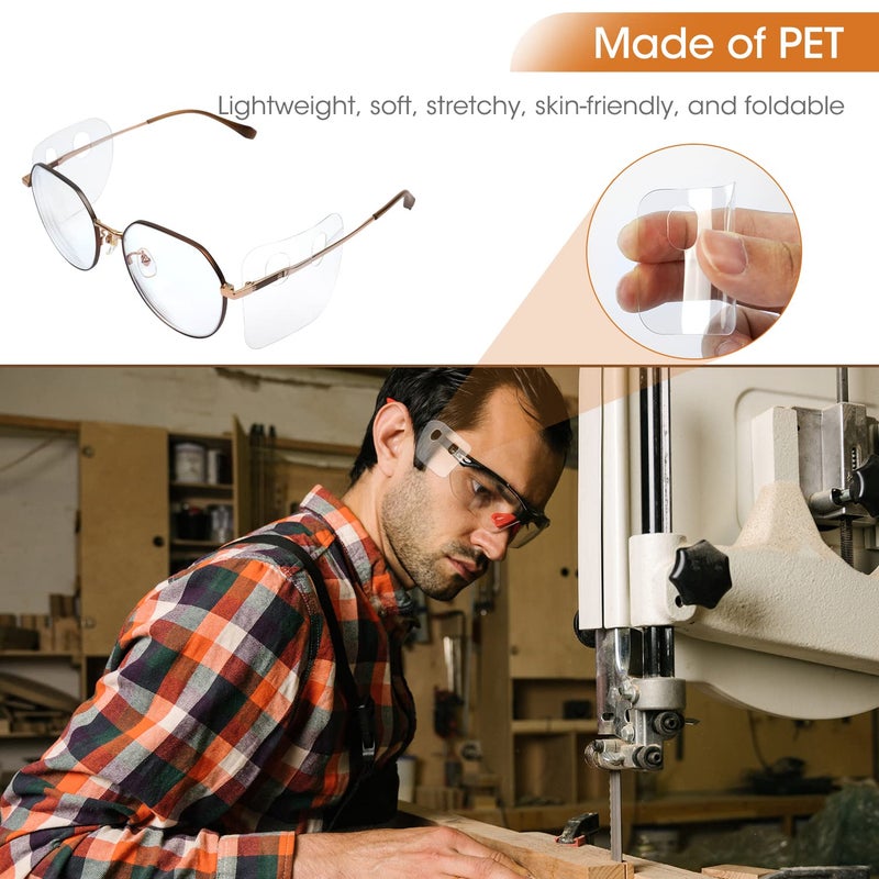 SDSNTE 20 Pairs Clear Stretchy Lightweight Glasses Slip-on Side Shields Fit Most Glasses Frames for Minimizing the Injuries to the Eyes from Windblown Particulates Sand and More - Image 4